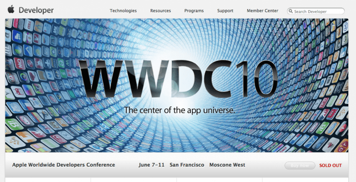 WWDC10: Screenshot der Apple-Website (© Apple)