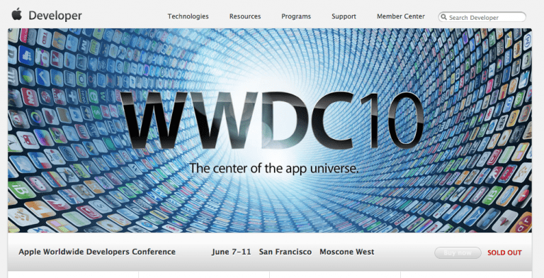 WWDC10: Screenshot der Apple-Website (© Apple)