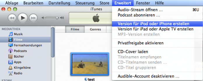 iTunes: Film konvertieren