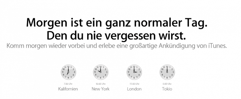 Apple-Ankündigung am 15.11.2010 (Screenshot: apple.de)