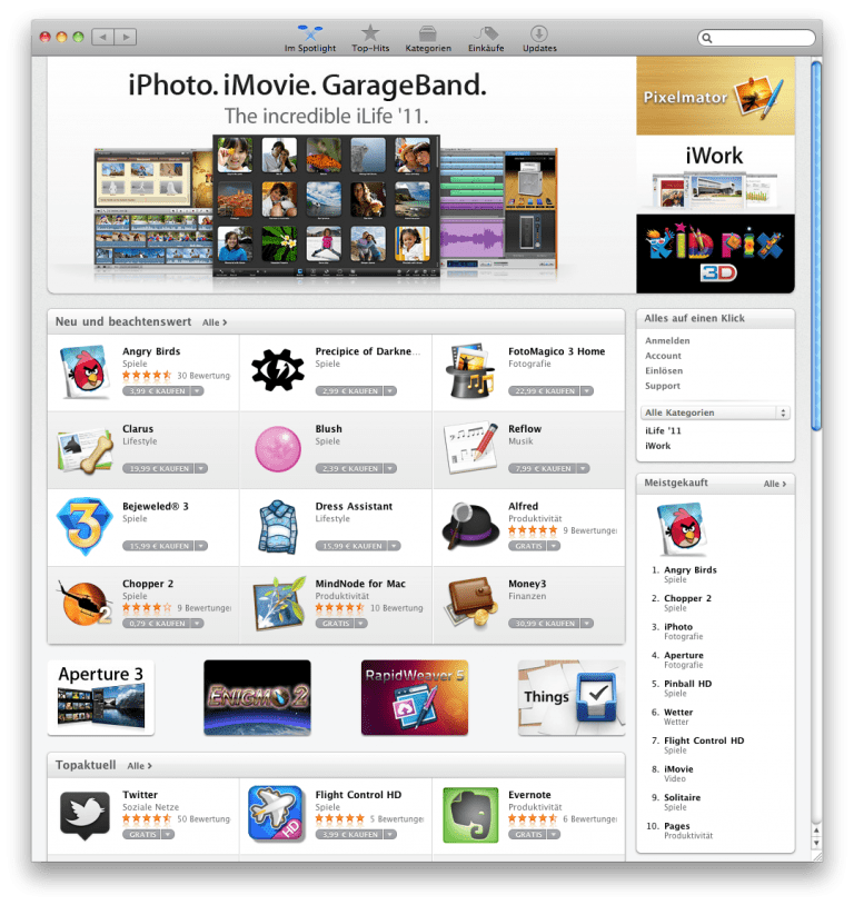 Der App Store unter Mac OS X