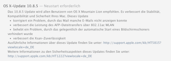 OS X-Update 10.8.5