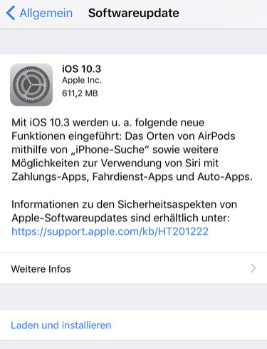 iOS 10.3 ist da!