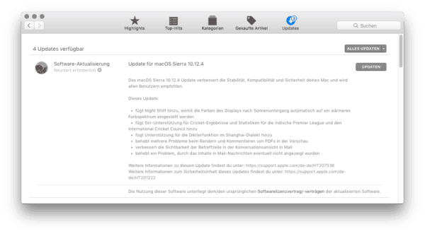 Viertes Update für macOS Sierra